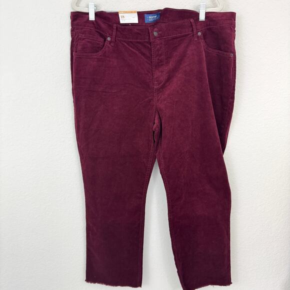 Old Navy Womens Mid Rise Flare Ankle Pant Size 18 Velvet Corduroy Winter Wine - Picture 1 of 9